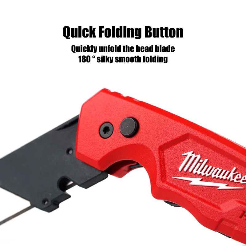 Milwaukee FASTBACK Series, 6-in-1 Folding Multifunctional Knife, Blade Angle Less Than 60°, Folding Blade Storage, Art Knife
