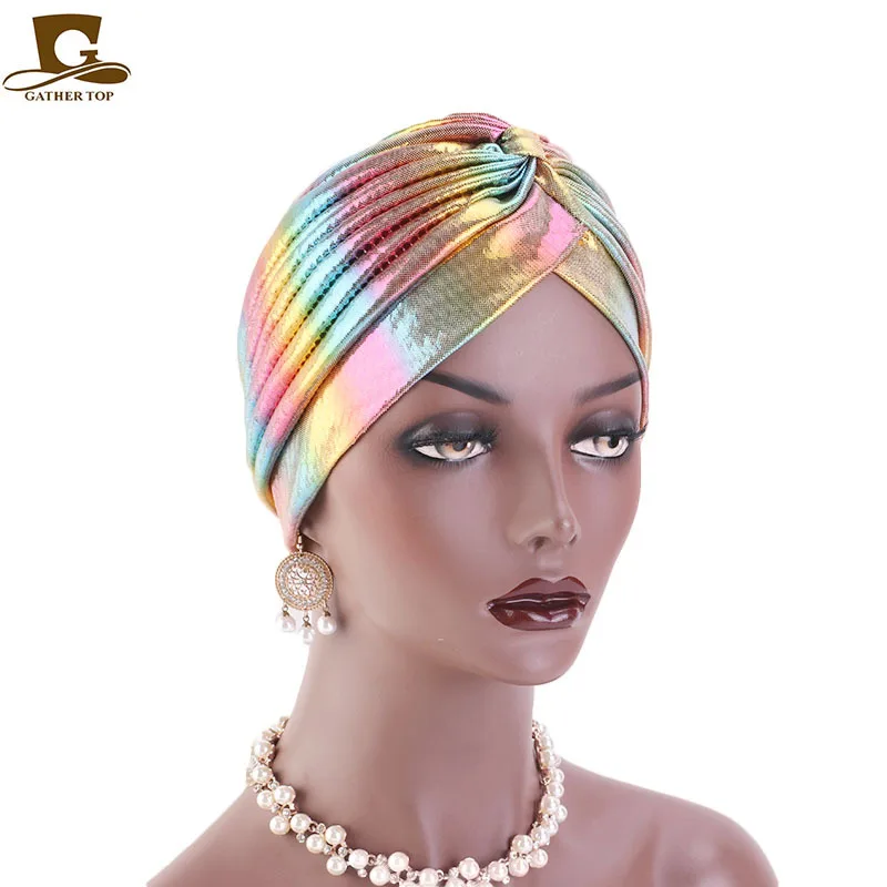 

Laser Bright Indian Hat Retro Nationality-Featured Cap Tam-O'-Shanter Head-Wrapping Hat TJM-416