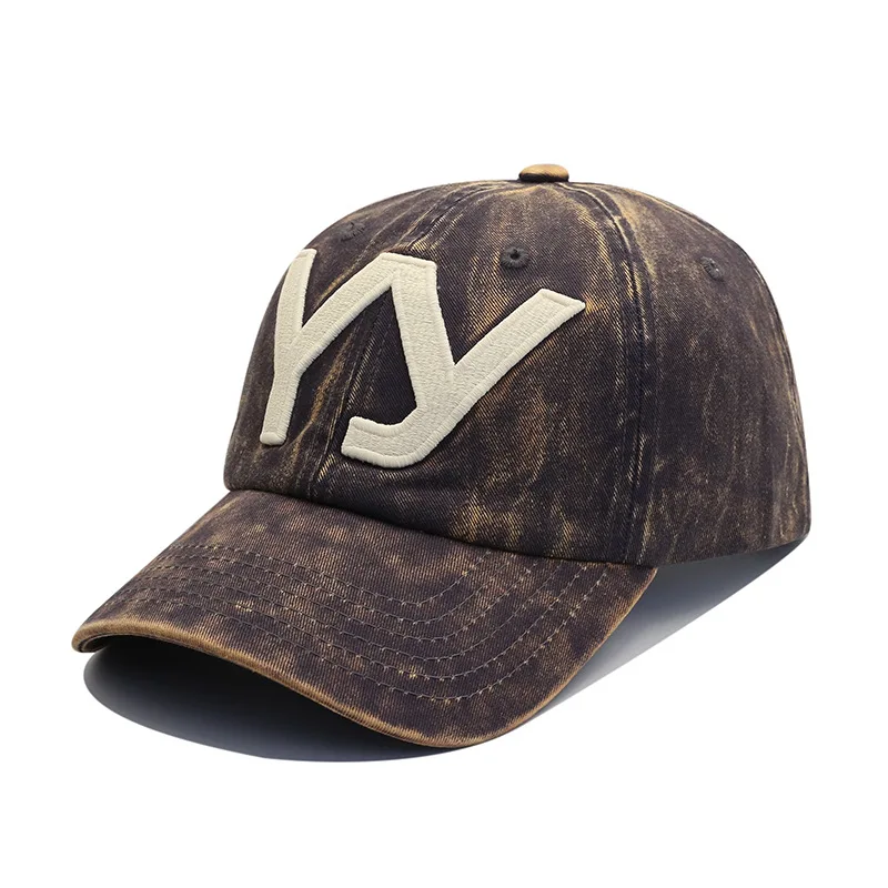 YY Letter Baseball Cap Casual Cotton Hat for Youth op Street Sle Wide Brim round Top Cap Spring Autumn Winter ex