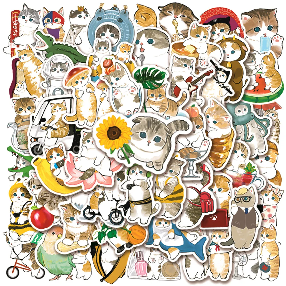 

10/30/50pcs Kawaii Cats Stickers Funny Meme Cute Animals Cartoon Toys Decals For Phone Notebook Laptop Fridge Car Kids Sticker