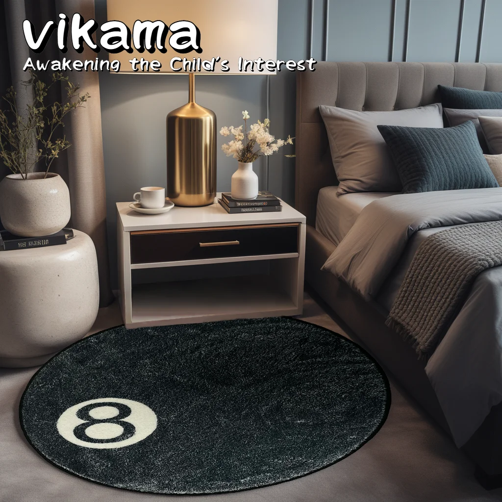 Billiards Challenge Carpet 8-Ball Plush Floor Mat Shaggy Rugs for Game Rooms