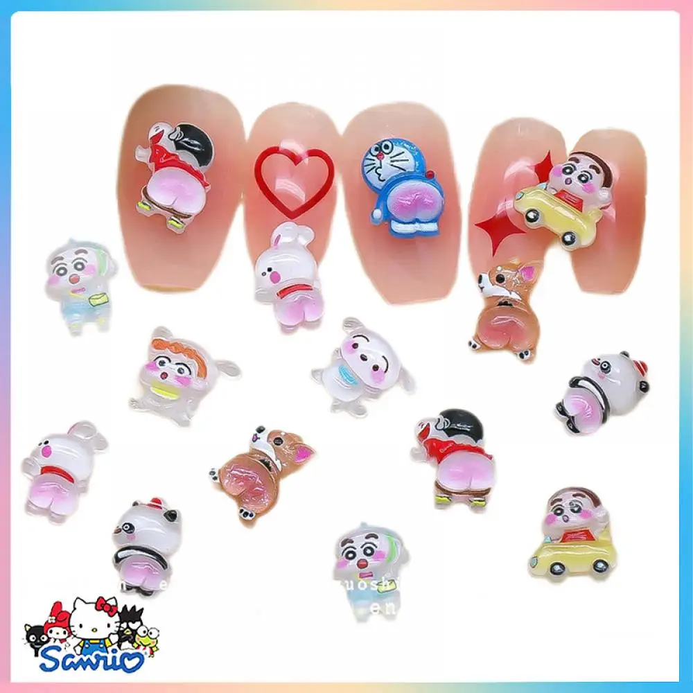 

10Pcs 3D Anime Cartoon Crayons Nail Decorations Charms Nail Jewelry Rhinestone Crystal Manicure Decor Kawaii Accessories