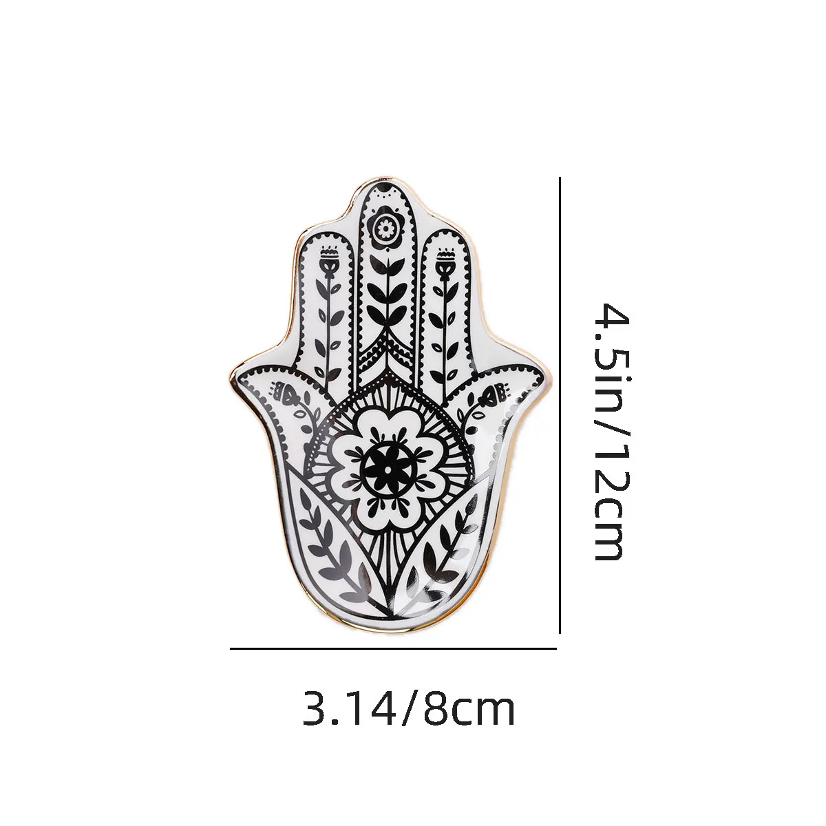 Hamsa Hand Ceramic Trinket Dish - Small Decorative Jewelry Tray