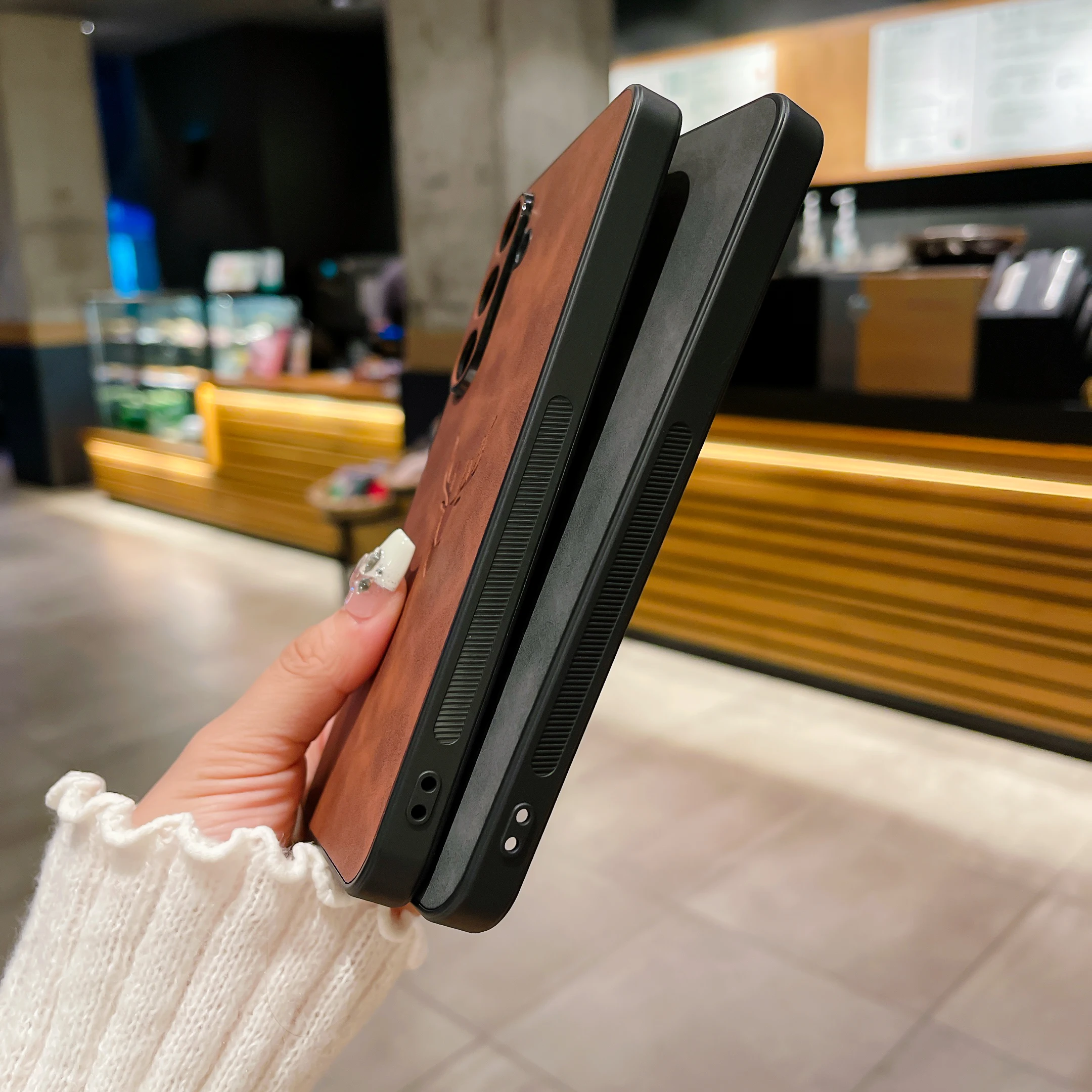Elegant Suede Leather Shockproof Case with Silicone Bumper Cover