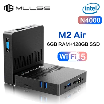MLLSE Mini PC M2 Air Intel Gemini Lake N4000 Intel J3710 Windows 11 6 GB RAM 128 GB ROM Dual-Band WiFi Bluetooth USB Mini computer 1