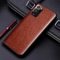 Premium Business PU Leather Phone Case - Solid Color Design, Soft TPU & Hard PC for Note 10 (Brown)