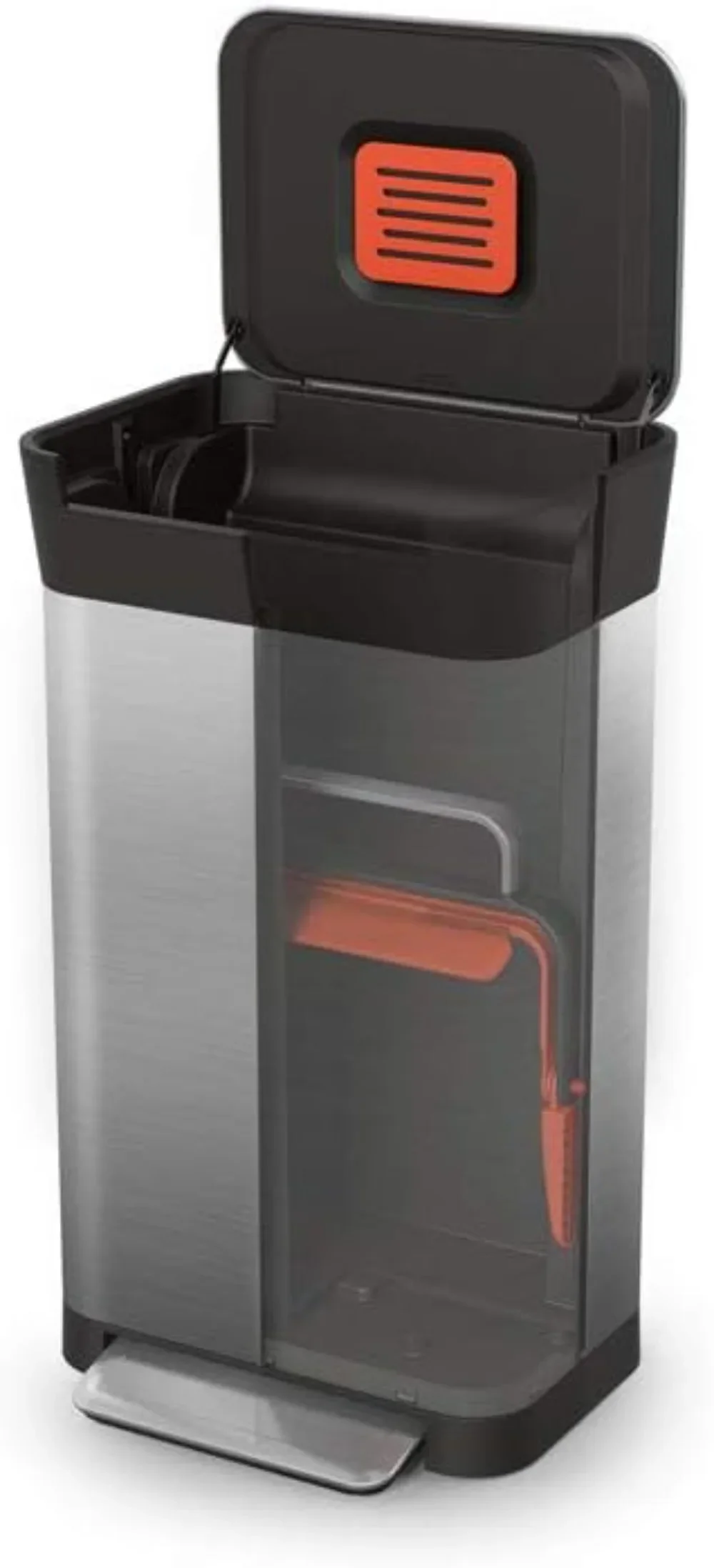 Joseph Joseph Intelligent Waste Titan Trash Can Compactor with Odor Filter, Holds Up to 90L After Compaction Stainless Steel 30L 4