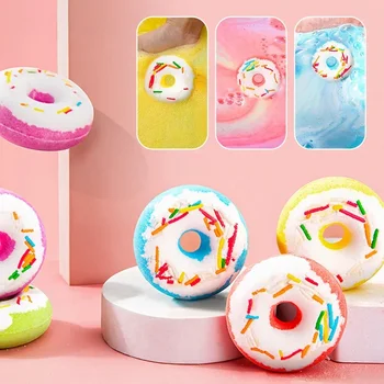 2025 Bomba da bagno Bomba da bagno a ciambella Bomba da bagno a bolle Bombe da bagno a bolle divertenti a forma di ciambella Idratante liscio per Sali da bagno per il corpo