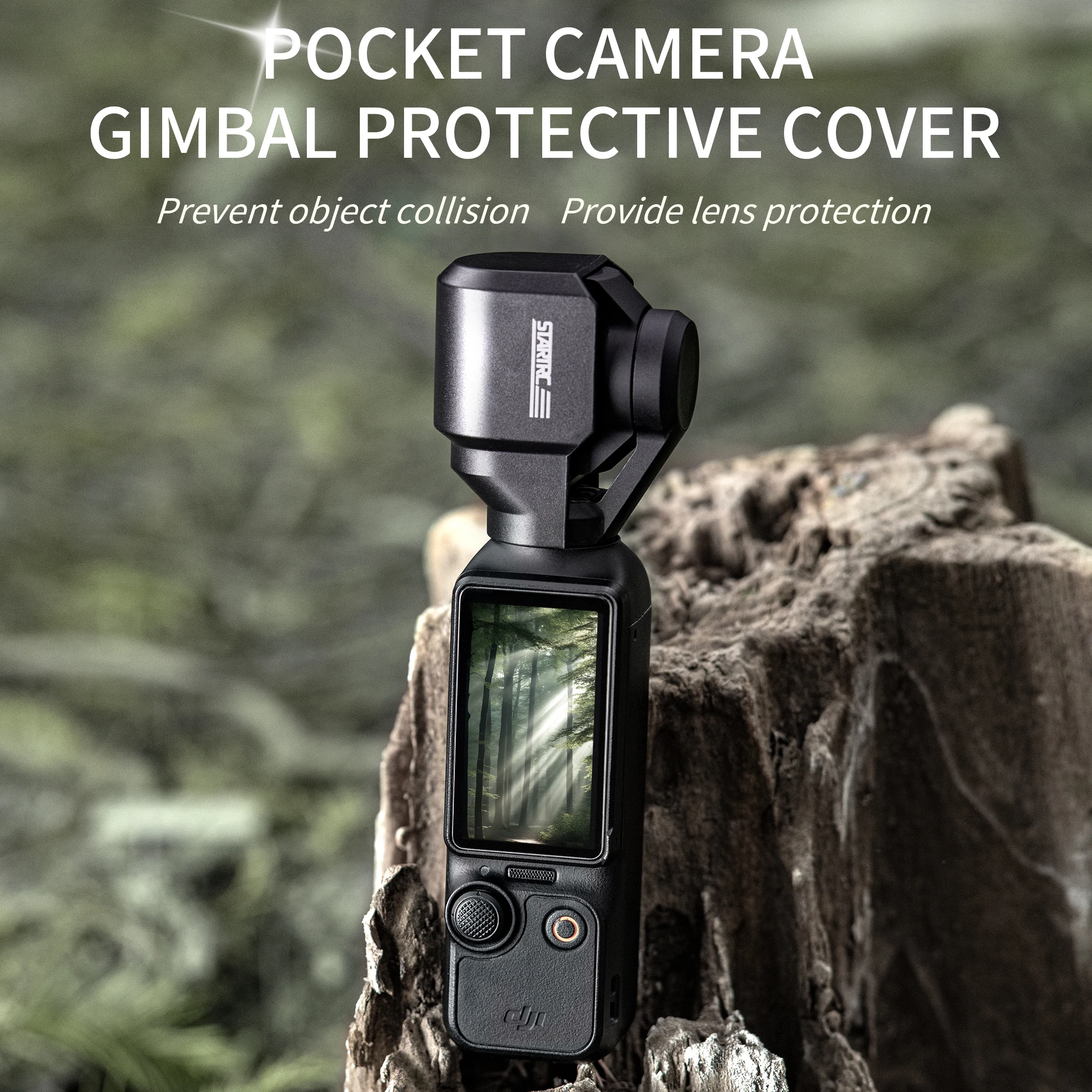 Pare-soleil pour DJI Osmo Pocket 3 démonté, avec l'objectif de la caméra visible, prêt à être protégé.