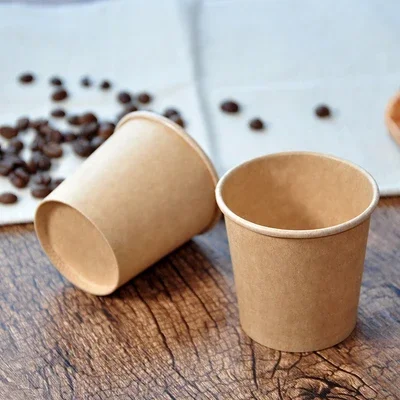 Paper Cup 4oz 100pcs/pack Disposable Kraft Coffee Cup Hot Drinking Party Supplies