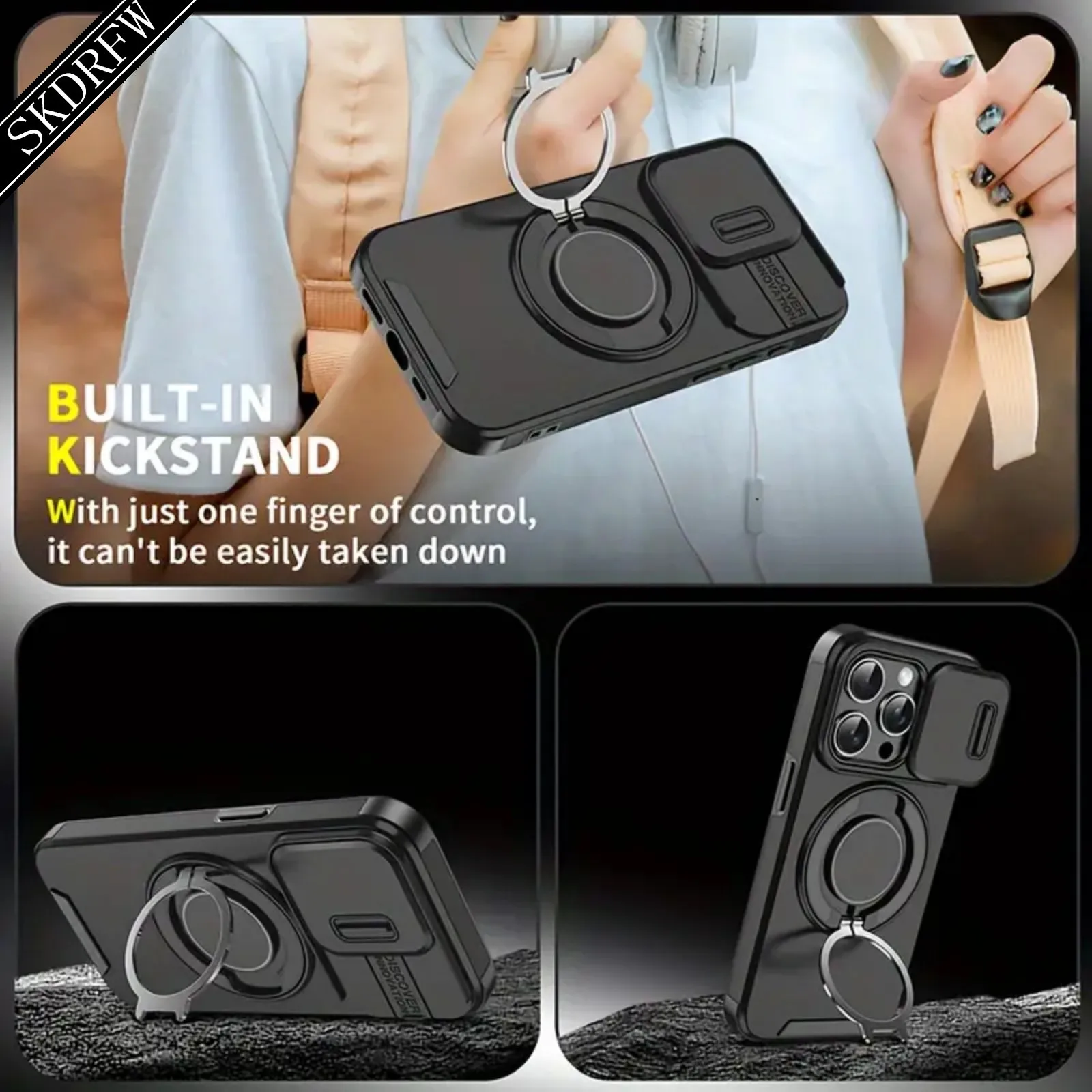 360-Degree Rotating Ring & Magnetic Suction Stand Phone Case