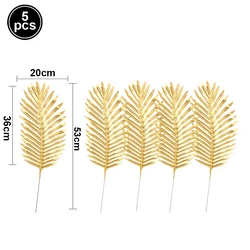 Luxurious Tropical Faux Gold Palm Leaves Decor (5pcs)