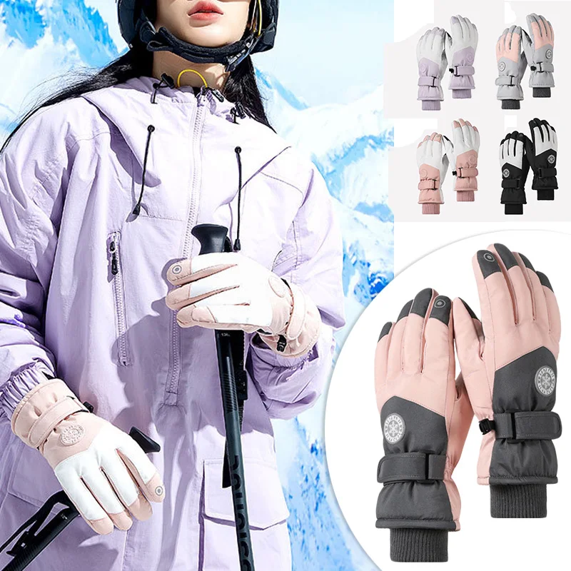 Outdoor sports warm gloves men's riding ski mountaineering plus velvet thick waterproof gloves unisex touch screen gloves