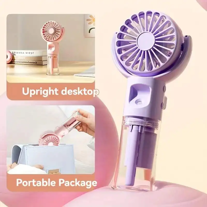 Mini Portable Folding Fan With Spray Mister Humidifier USB Rechargeable Handheld Fan Suitable For Living Room Classroom School B 3