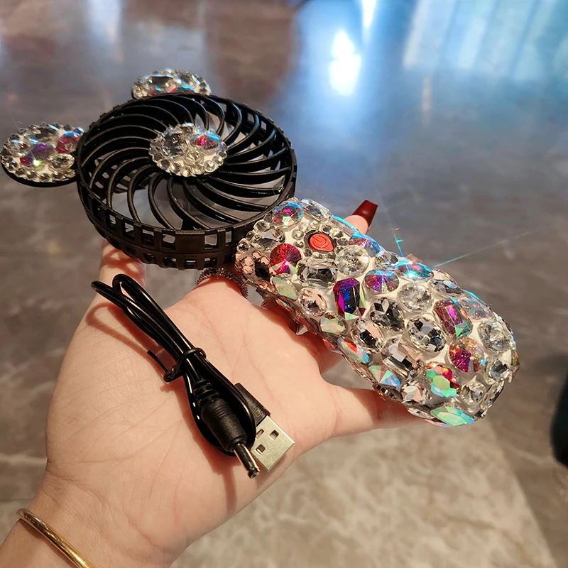 Portable Electric Fan with Rhinestones.