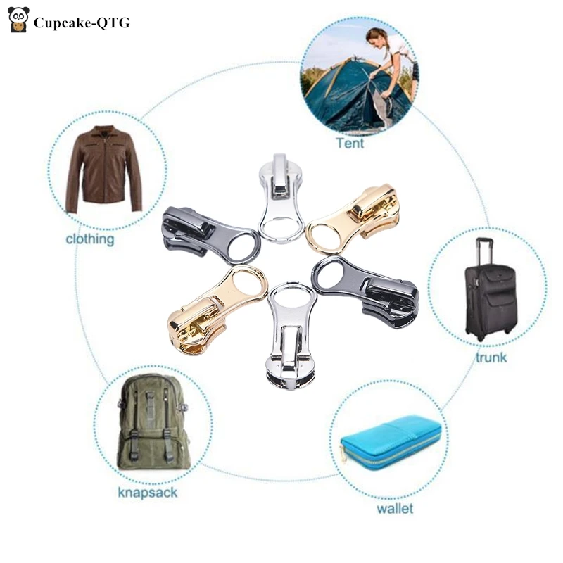 10pcs Zipper Slider Replacement Metal Zip Puller Zipper Pull Replacement Zip Fastener Repair Kit for Clothes Jacket
