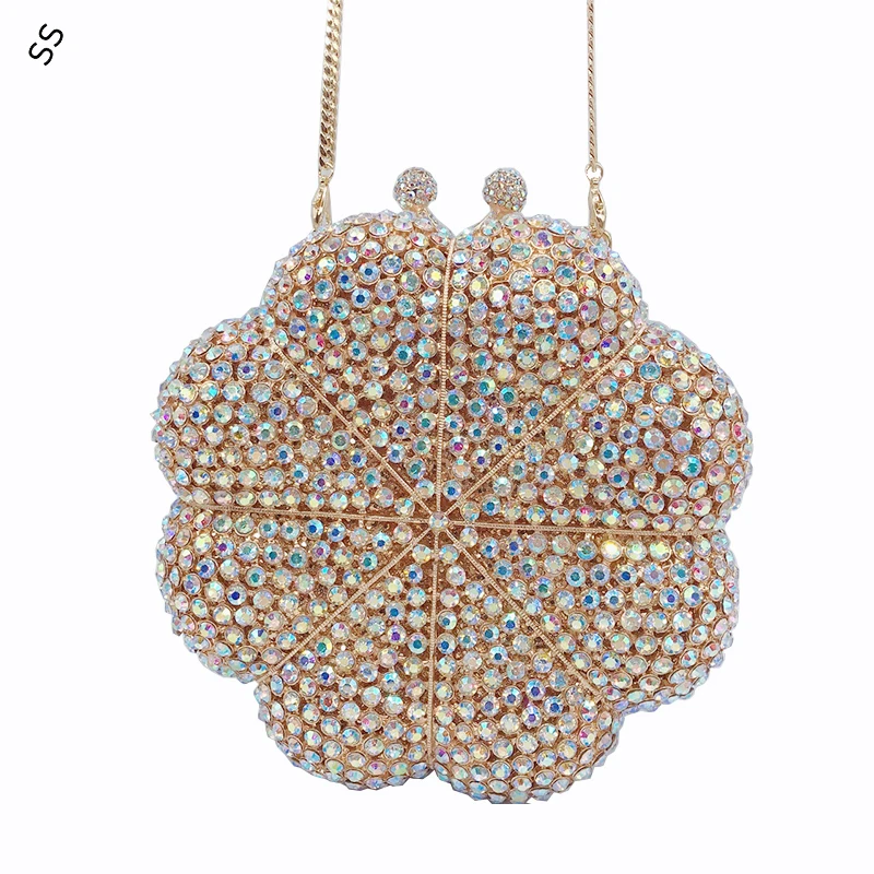 Evening Party Personality Round Rhinestone Diamond Clutch Bags Fashion Hard Shell Shoulder-bag for Women