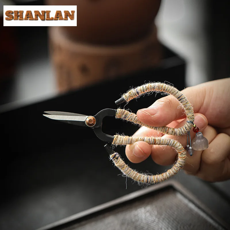 Handmade Woven Rope Vintage Plum Cut Stainless Steel Cut Window Yarn Tailor Cross Stitch Tea Bag Tea Ceremony Accessories
