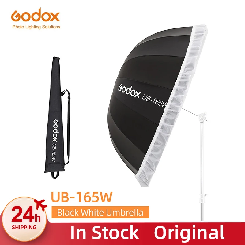 Godox UB-165W 65in 165cm Parabolic Black White Reflective Umbrella Studio Light Umbrella with Black Silver Diffuser Cover Cloth camera umbrella