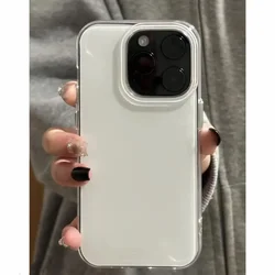 Elegant Minimalist White Large Hole Luxury Phone Case - Y2K Clear Black Design - iPhone 15 Plus (Only case)