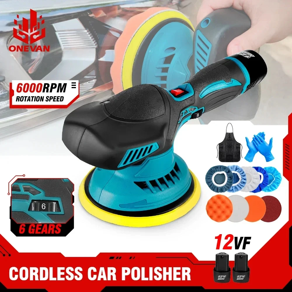 

6000RPM Cordless Mini Polisher Car Polishing Machine 12V Electric Cars Polish Machines Adjustment 6Speeds Auto Detailing Tool