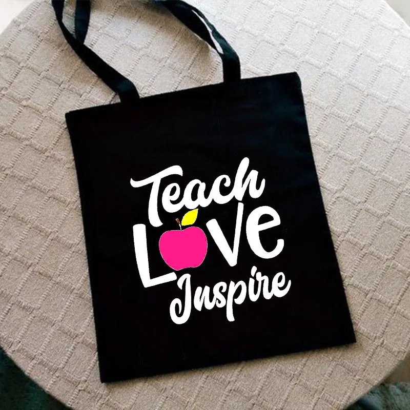 women's bags big Teacher Love Inspire Women Shopper Shopping Bag Canvas Shoulder Bag Female Handbags Reusable Foldable Storage Tote Bag Best Gift best wristlet wallet Totes