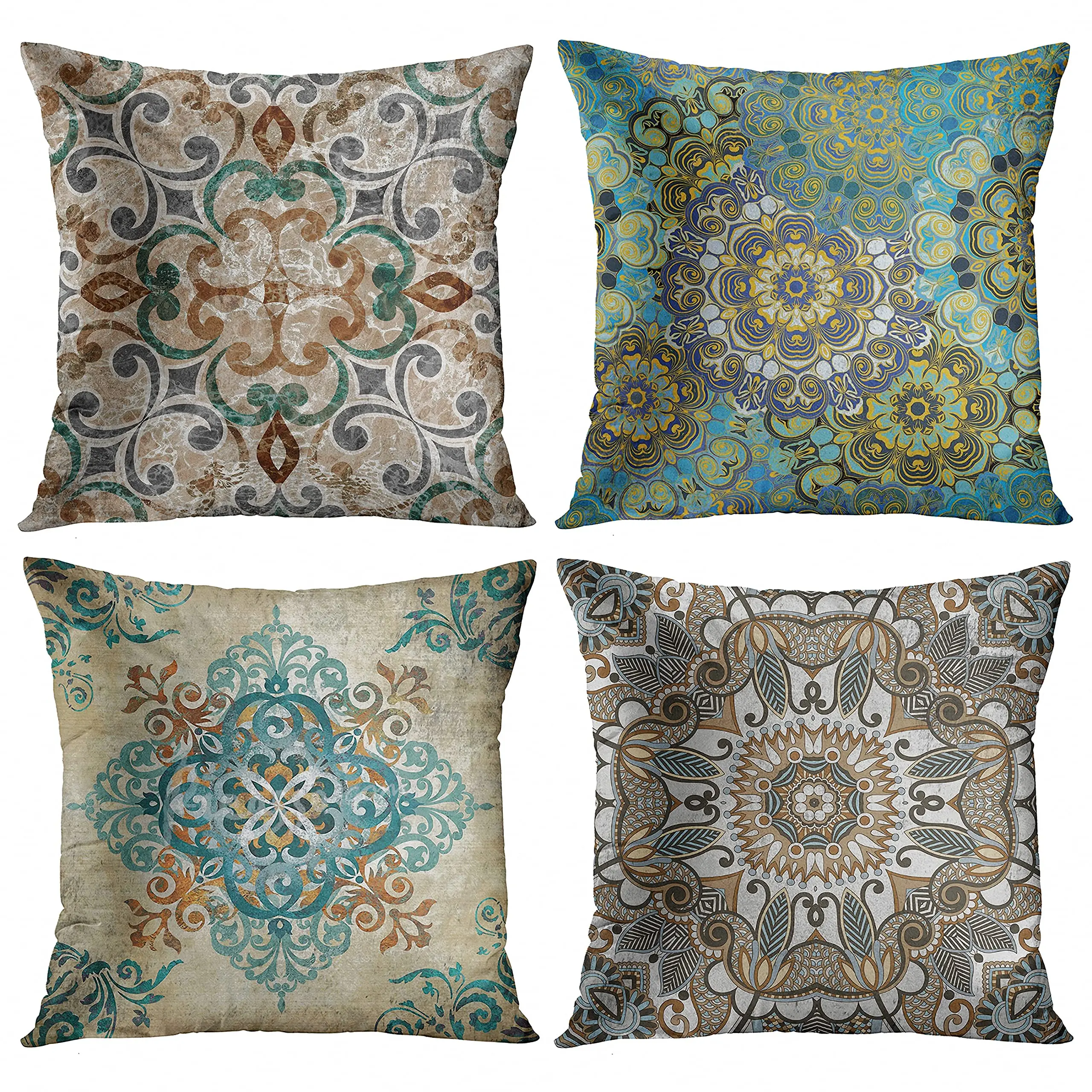 Retro geometric pattern short plush pillowcase sofa cushion cover