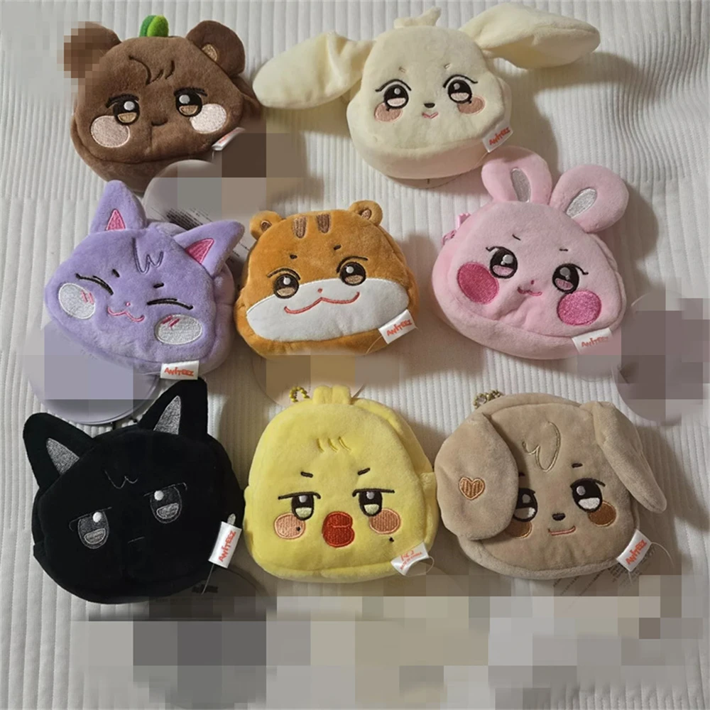 Kpop Ateez Aniteez Shape Plush Coin Purse Kawaii Seonghwa Jongho Mingi Pouch Wallet Headphone Case Cosmetic Travel Bags Gifts