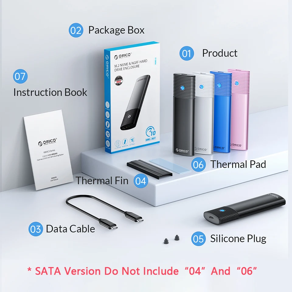 Orico-gabinete Ssd Externo Protocolos Duplos Gabinete M.2 Ngff Nvme Usb 3.2 tipo c Capa do Disco Rígido 10gbps Caixa de Armazenamento hd Casa - Imagem 2
