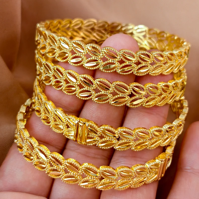 Indian 24k Gold Color Bangles for Women Luxury Trendy Female Dubai
