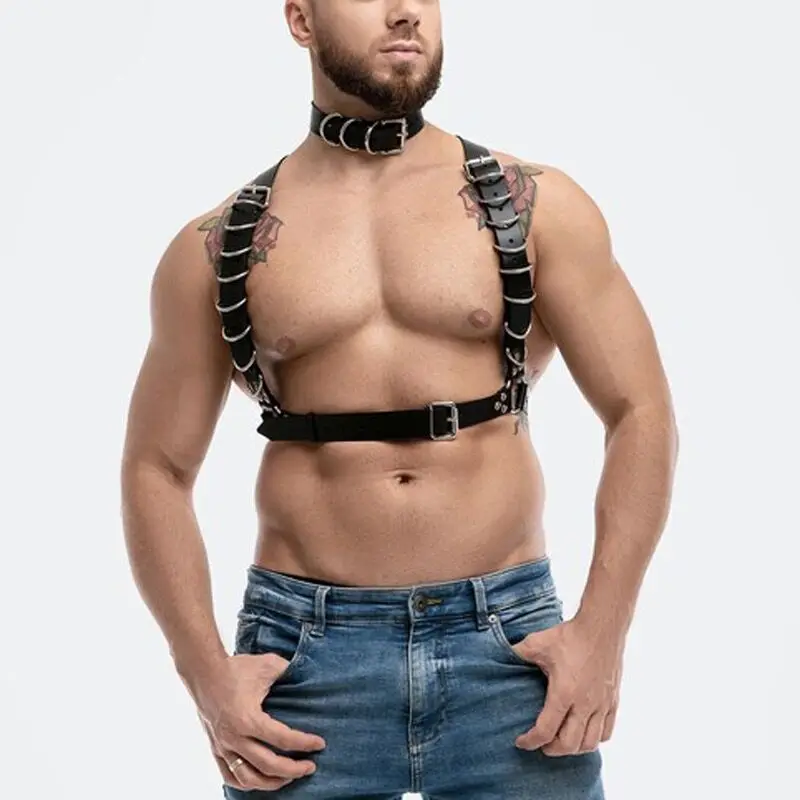 

Fetish Men Harness belt Leather BDSM Bondage Sex Toys For Couples Body Lingerie Sexy Tank Erotic Accessories