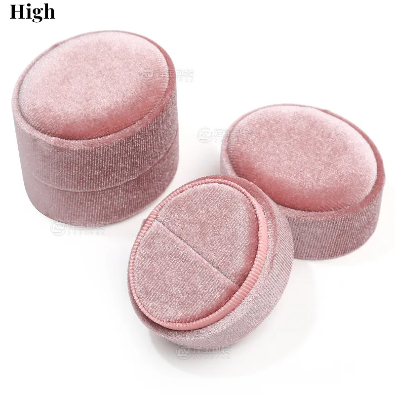 Flannel Jewelry Box Oval Ring Box Simple and Exquisite Velvet Jewelry Box Double Rings Box for Wedding Gift Wrap Packaging