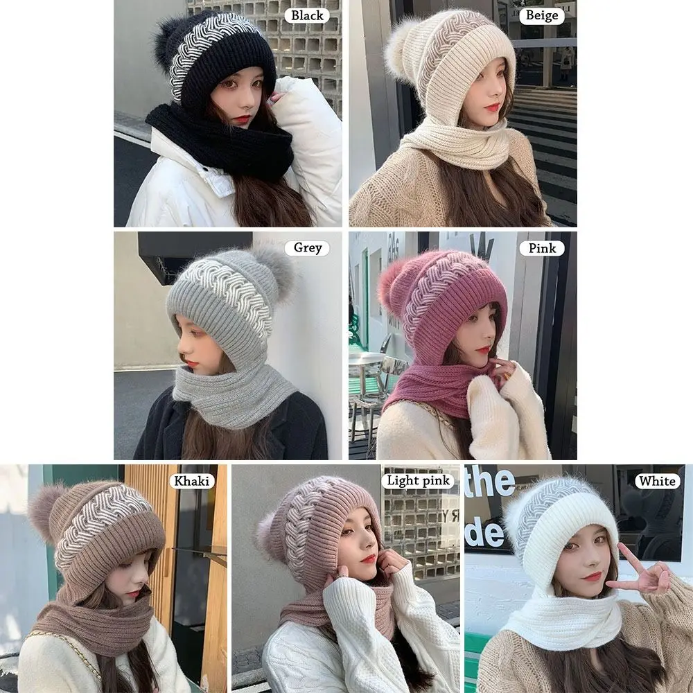 Ear Protection Windproof Cap Scarf winter accessories winter hat set knitted scarf Winter Beanie Hat