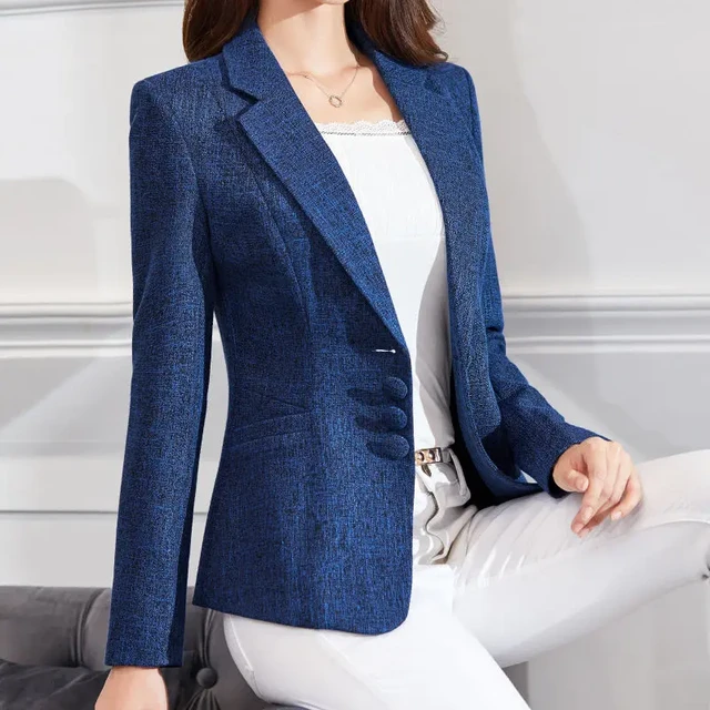 Chaqueta blanca de talla grande para mujer, blazer de tres cuartos con  bolsillos, chaquetas de oficina para mujer - AliExpress