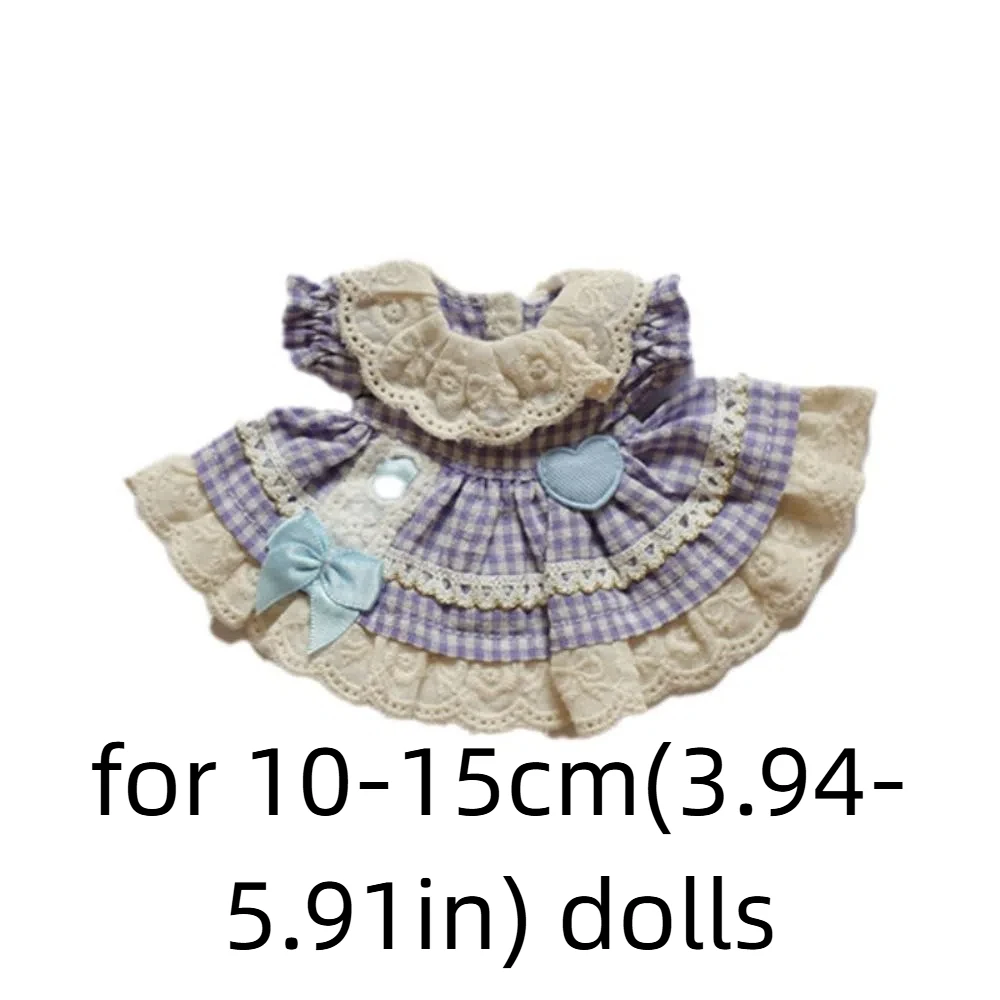 Bow Doll Dress Up Clothes Cotton Mini Cute Exquisite Doll Skirt Pink Plaid Kawaii Mini Doll Skirt 10-15cm Doll