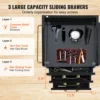 VEVOR Beauty Salon Storage Trolley Cart, Glass Top Hair Salon Station Cabinet for Stylist with Drawer & Dryer Holder 3
