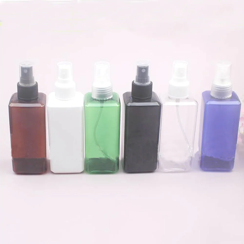 200ml Square shape 6 color available Refillable Plastic Portable Spray Perfume Bottle with pump sprayer