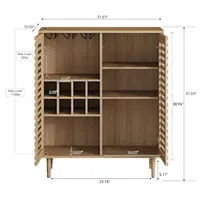 Mid Century Bar Cabinet with Wine Racks, Modern Liquor Cabinet with Slatted Doors for Dining Room, Living Room, Customized 2