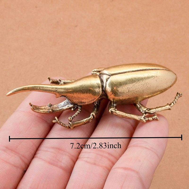 Enchanting Solid Brass Beetle Ornaments - Whimsical Unicorn Fairy Copper Insects
