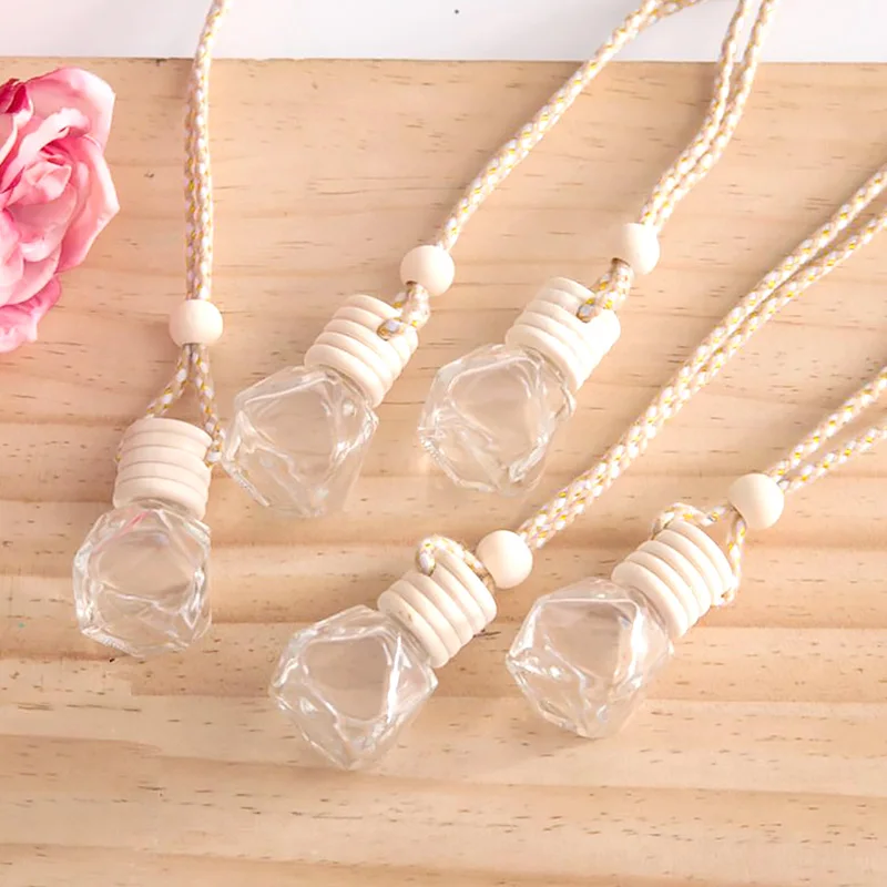1/5pcs Car Perfume Bottle Air Freshener Car Pendant Perfume Ornament for Essential Oils Diffuser Fragrance Empty Glass Bottle