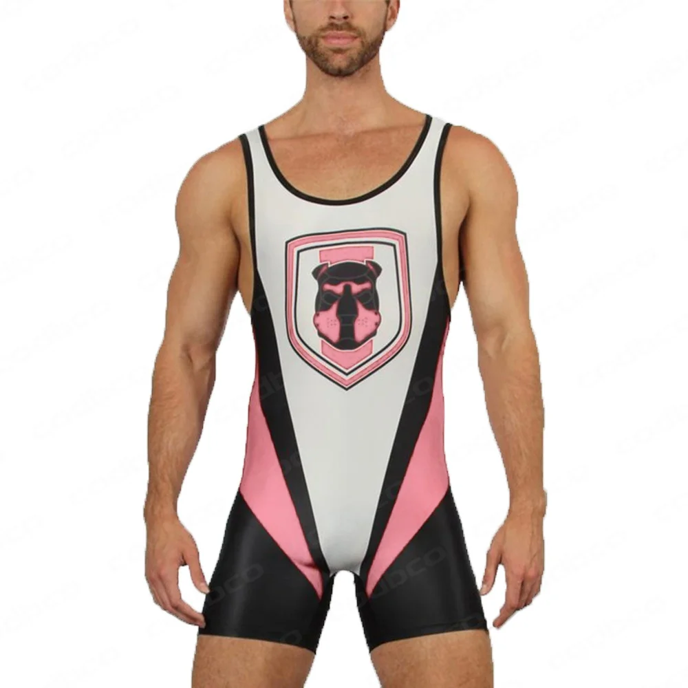 Sports Suit Men's Wrestling Singlets One Piece Bodysuit Professional Coverall Training Competition Freestyle GYM Skinsuit