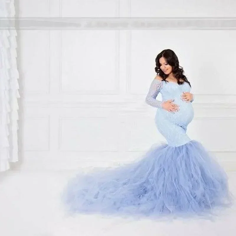 

Yarn Pregnancy Dress Photography Lace Maternity Photography Props Long Fishtail Maternity Dresses For Photo Shoot Maxi Dresses