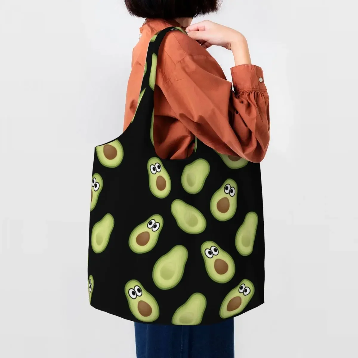 

Avocado Pattern Shopping Canvas Bags Women Reusable Large Capacity Groceries Fruit Vegan Tote Shopper Bag Photography Handbags