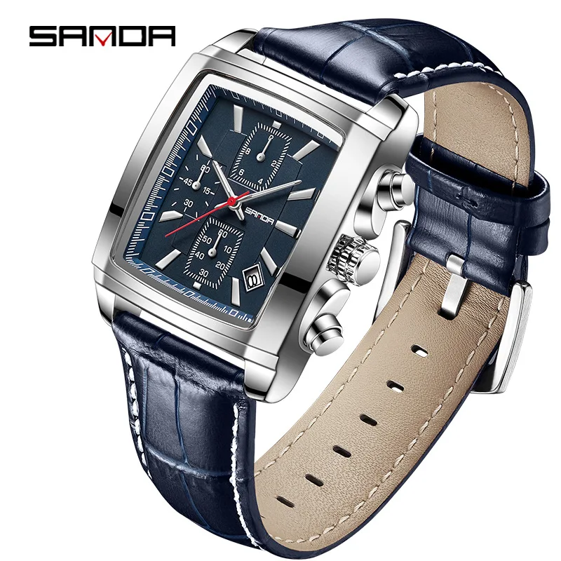 Sanda 5303 Rectangle Dial New Design Soft Leather Strap Water