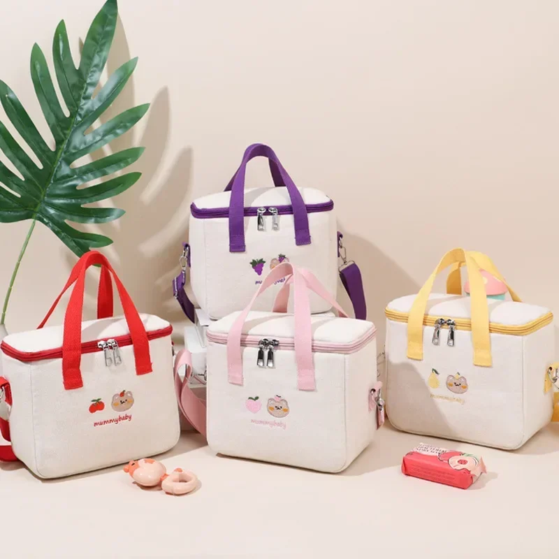 Lunch Bag Cooler Girls Family School Picnic Dinner Container Insulated Canvas Aluminium Foil Thermal Food Box