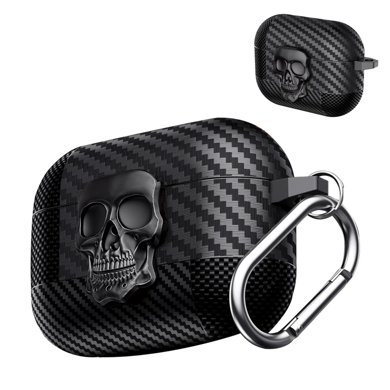 Suit Thug Skull Series Carbon Fiber Headphone Case with Hook