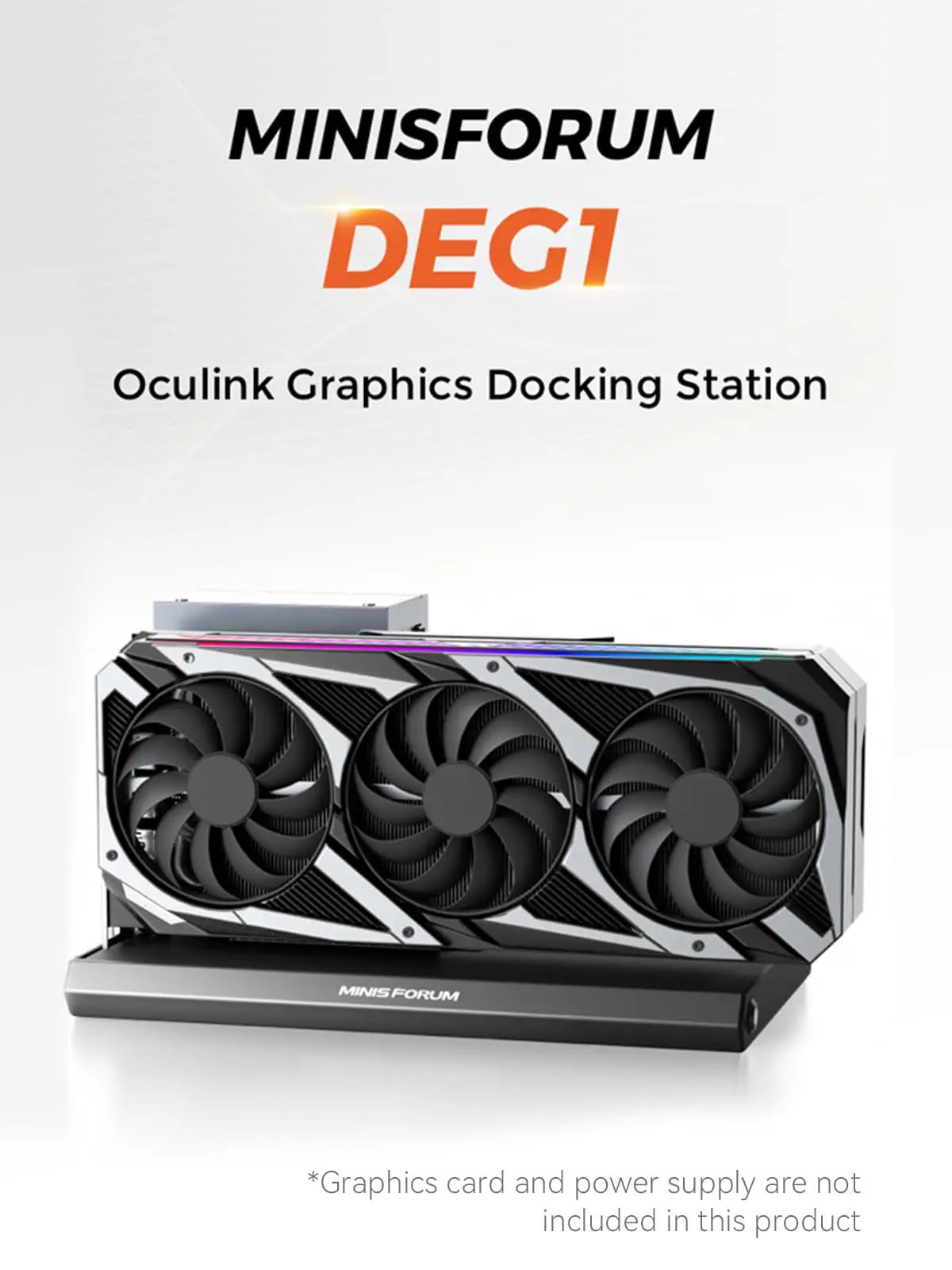 MINISFORUM DEG1 External GPU Dock Station Support ATX SFX Standard Power Supplies PCIe4.0*4 Expansion Interface Oculink Graphics 2