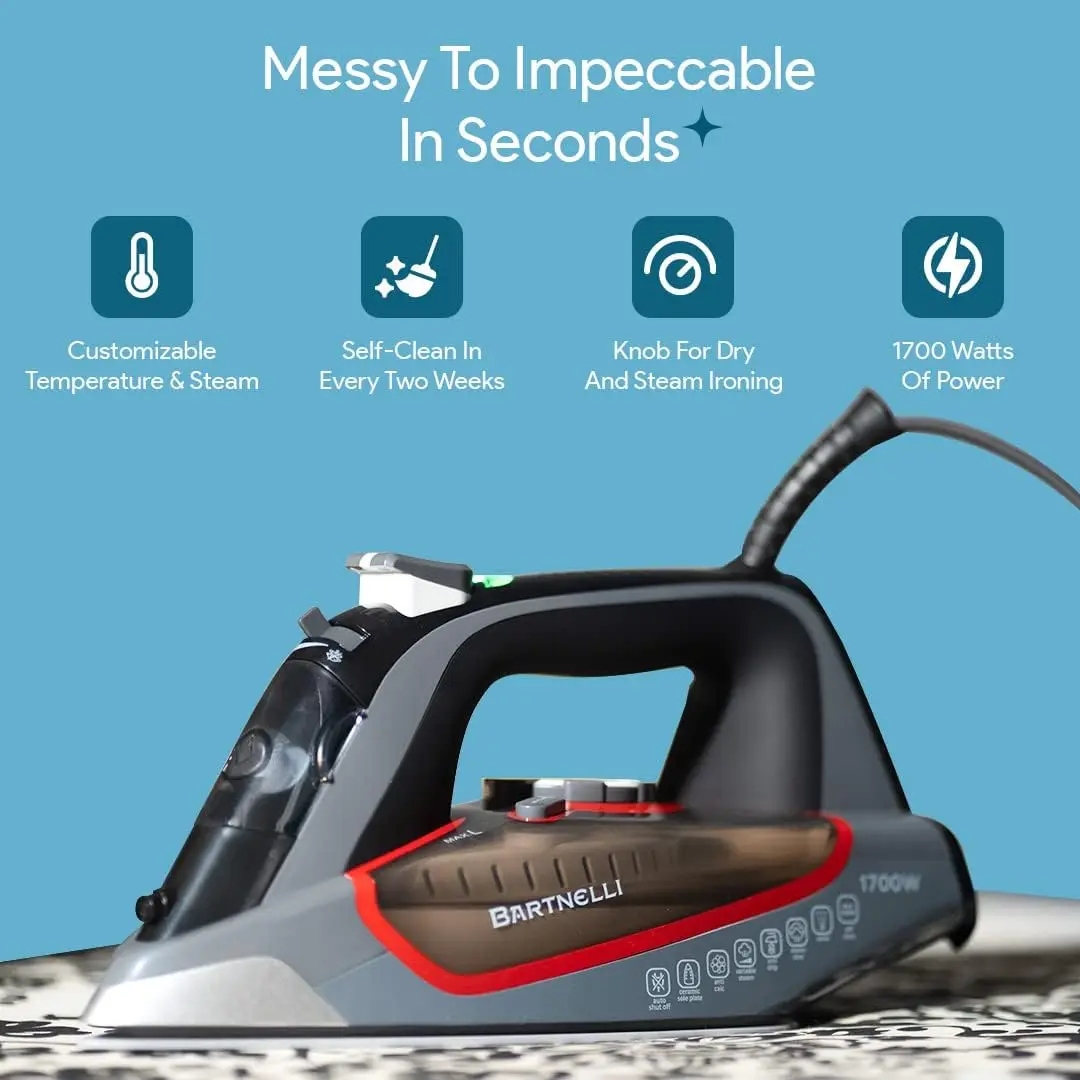 Luxury Steam Iron for Clothes | New Powerful Steam Technology | Non-Stick Ceramic Soleplate, 1700 Watts with 3-Way Auto Shut Off 3