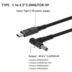 Versatile USB - C PD to DC Universal Laptop Charger Cable - 1.8M Length for 1.8m (4530HP)