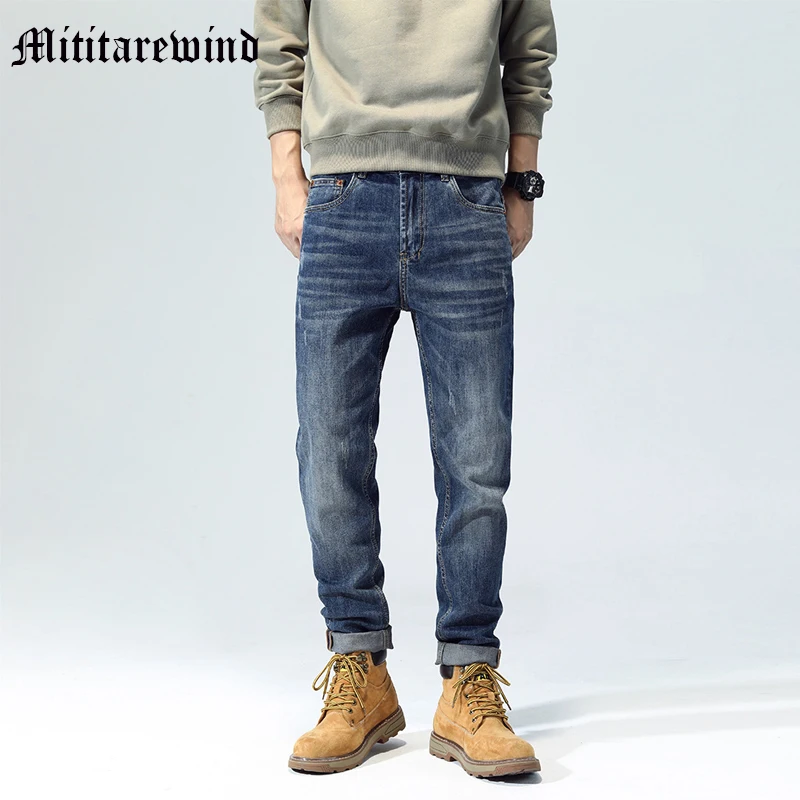 

Men's Jeans Fashion American Fashion Casual Slim Denim Pants Vintage Youth Full Length Trousers Stretch Simple Distressed Y2k